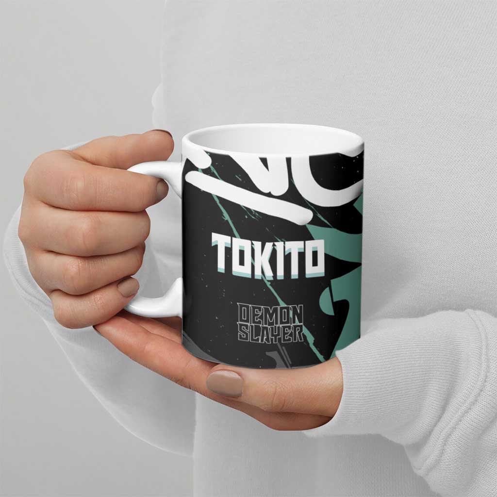 Muichiro Tokito Demon Slayer Ceramic Mug Teal & Black Graffiti Anime