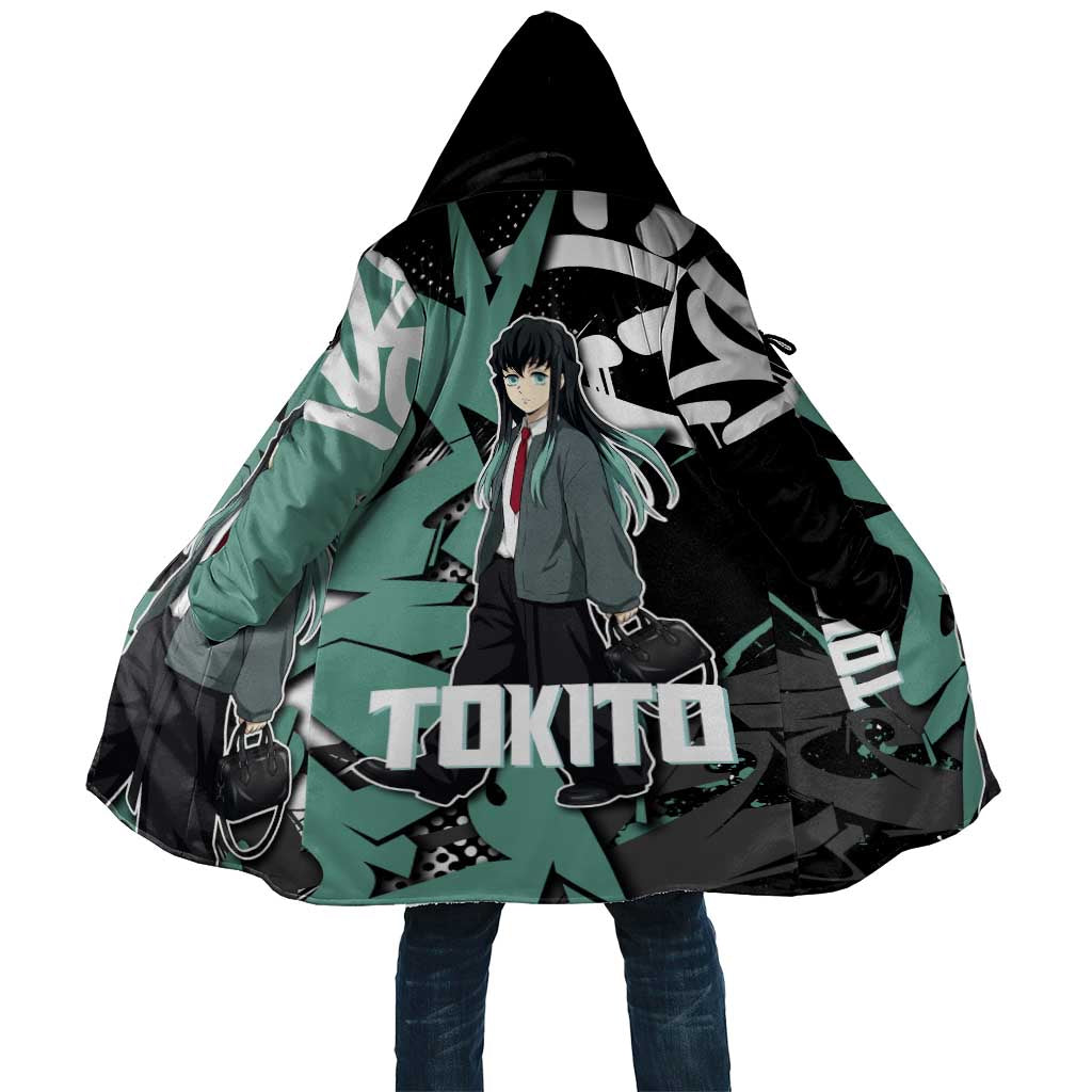 Muichiro Tokito Demon Slayer Cloak Teal & Black Graffiti Anime