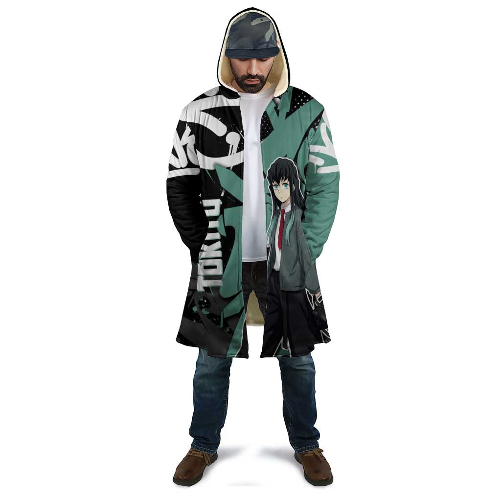 Muichiro Tokito Demon Slayer Cloak Teal & Black Graffiti Anime
