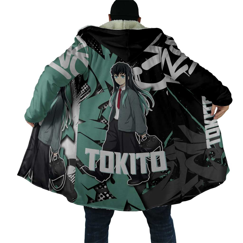 Muichiro Tokito Demon Slayer Cloak Teal & Black Graffiti Anime