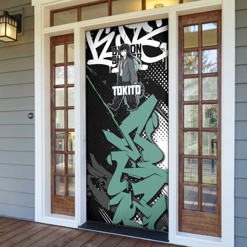 Muichiro Tokito Demon Slayer Door Cover Teal & Black Graffiti Anime