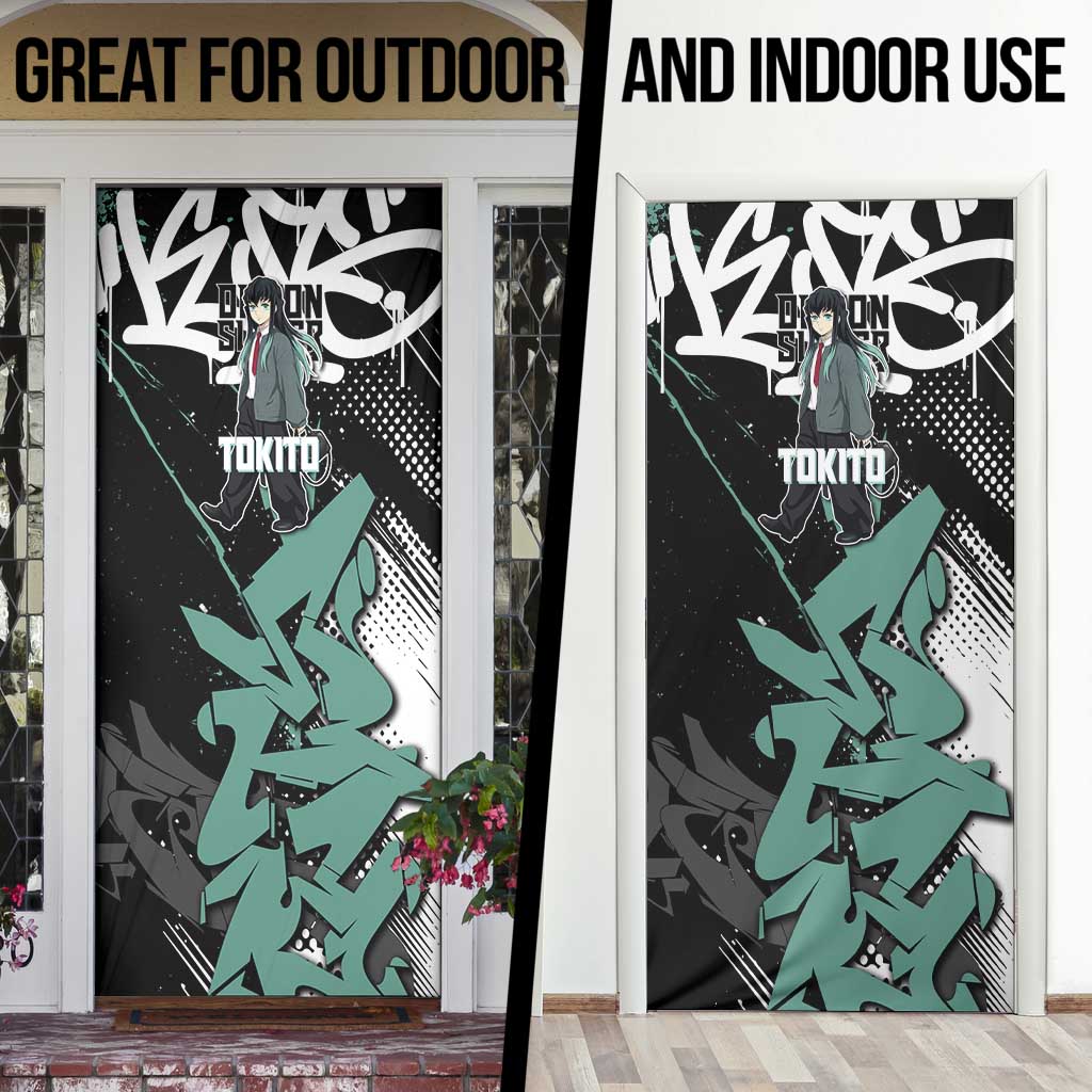Muichiro Tokito Demon Slayer Door Cover Teal & Black Graffiti Anime