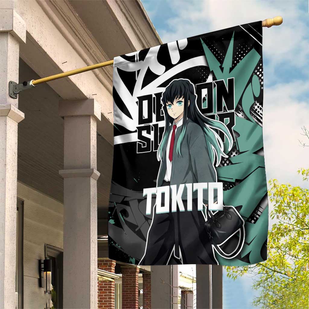 Muichiro Tokito Demon Slayer Garden Flag Teal & Black Graffiti Anime