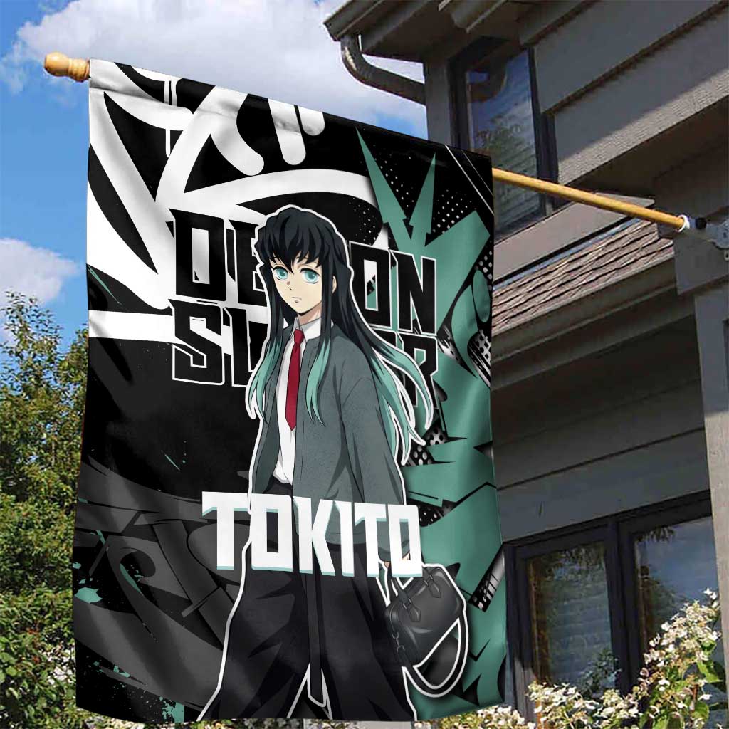 Muichiro Tokito Demon Slayer Garden Flag Teal & Black Graffiti Anime