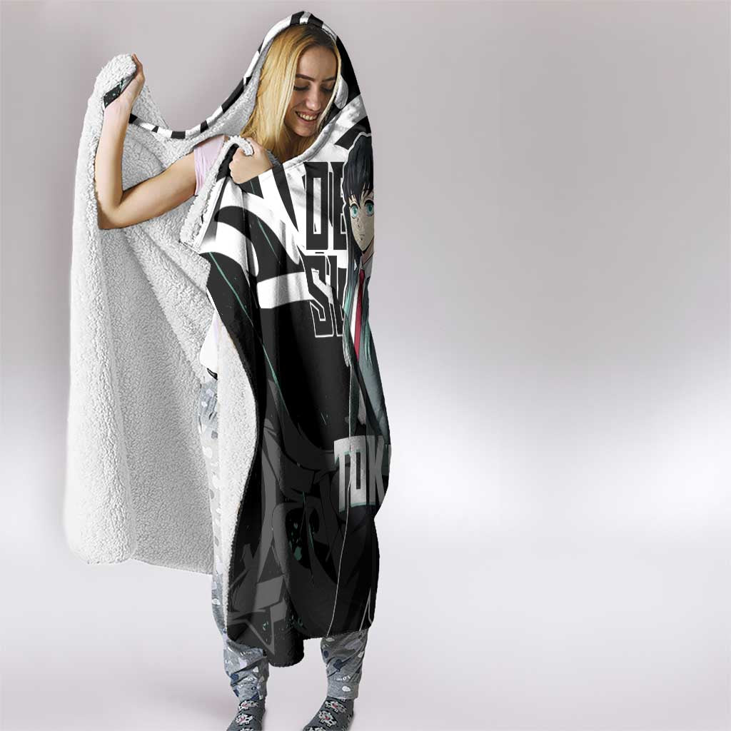 Muichiro Tokito Demon Slayer Hooded Blanket Teal & Black Graffiti Anime