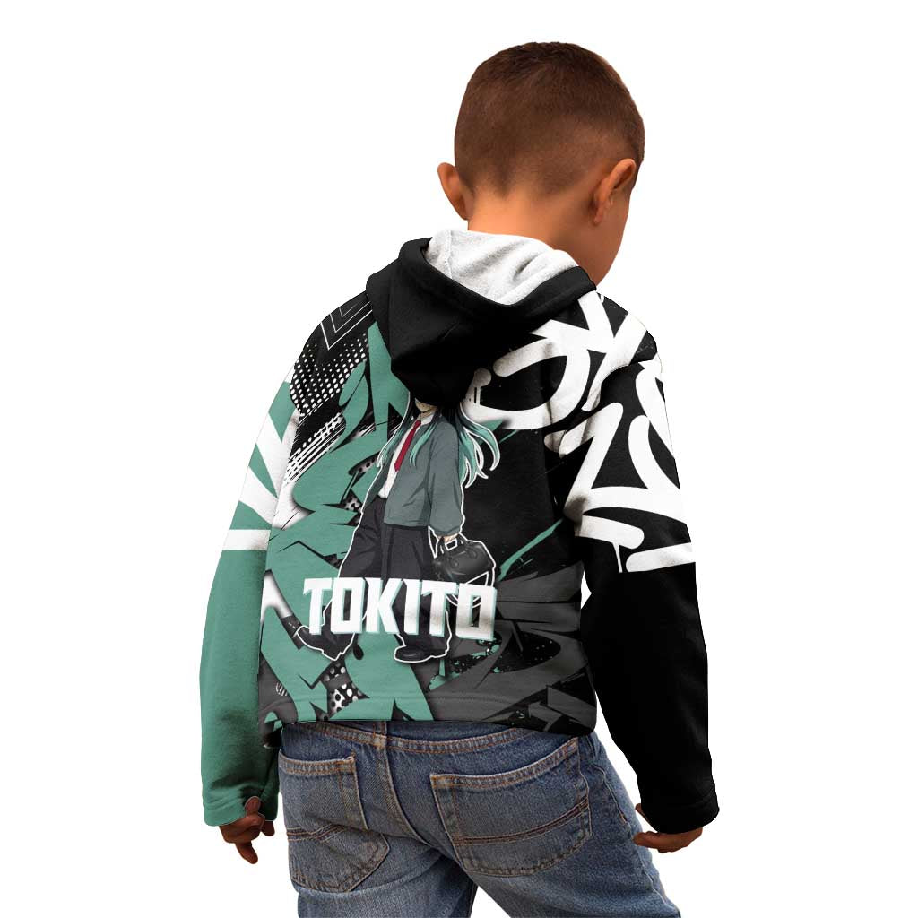 Muichiro Tokito Demon Slayer Kid Hoodie Teal & Black Graffiti Anime