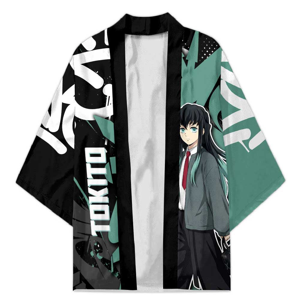 Muichiro Tokito Demon Slayer Kimono Teal & Black Graffiti Anime