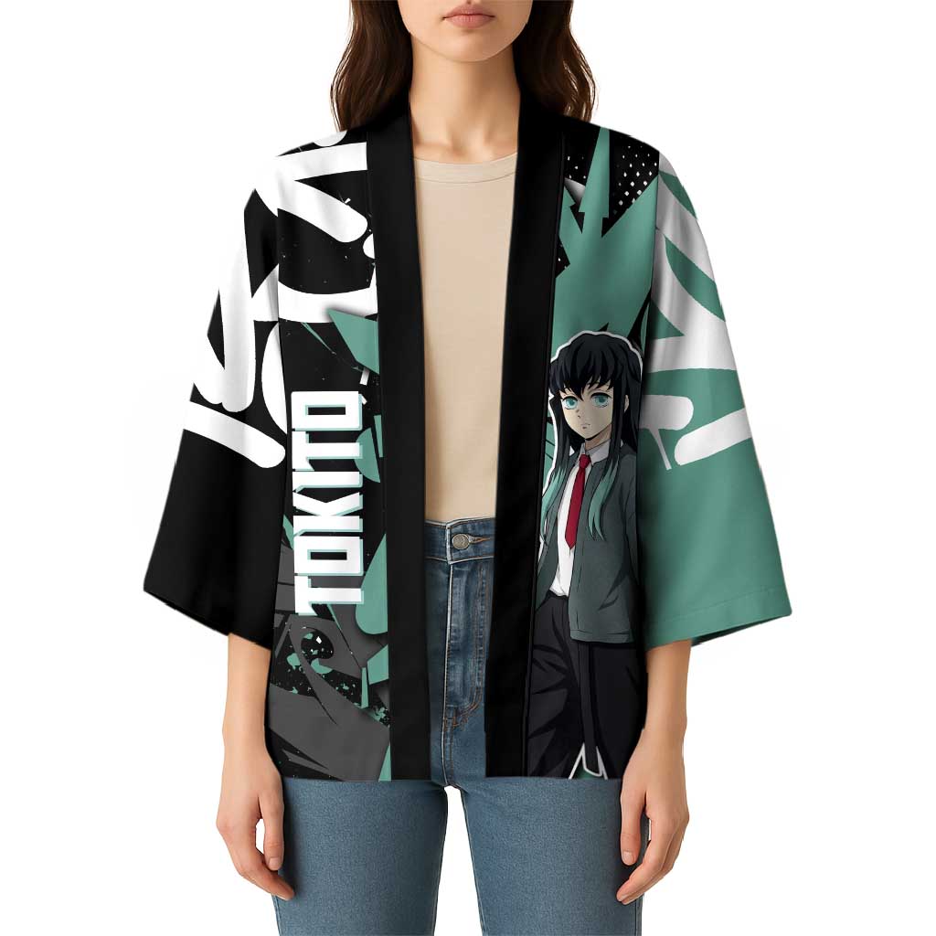 Muichiro Tokito Demon Slayer Kimono Teal & Black Graffiti Anime
