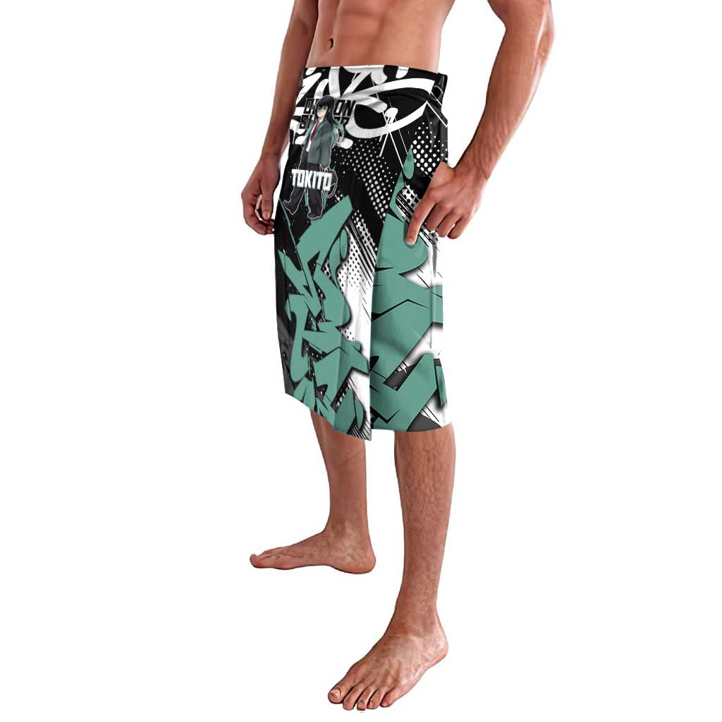 Muichiro Tokito Demon Slayer Lavalava Teal & Black Graffiti Anime