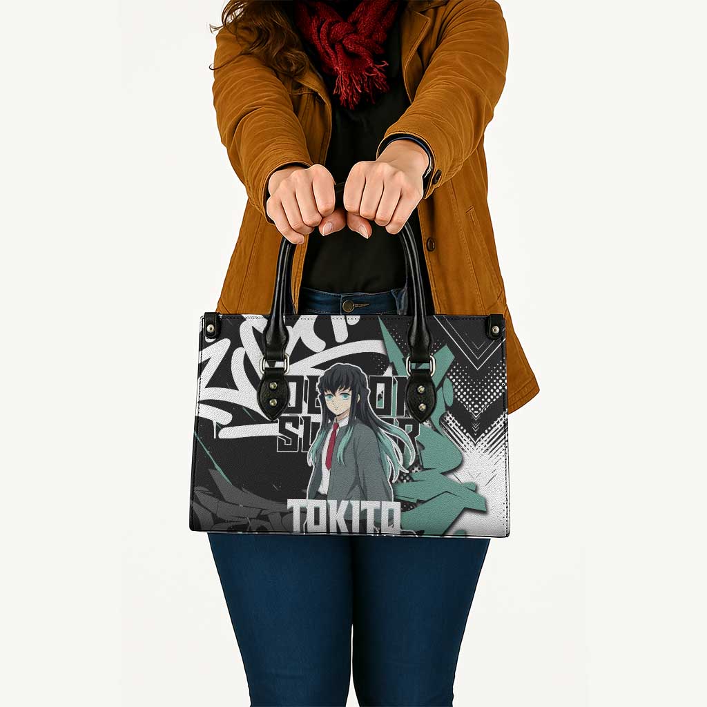 Muichiro Tokito Demon Slayer Leather Bag Teal & Black Graffiti Anime