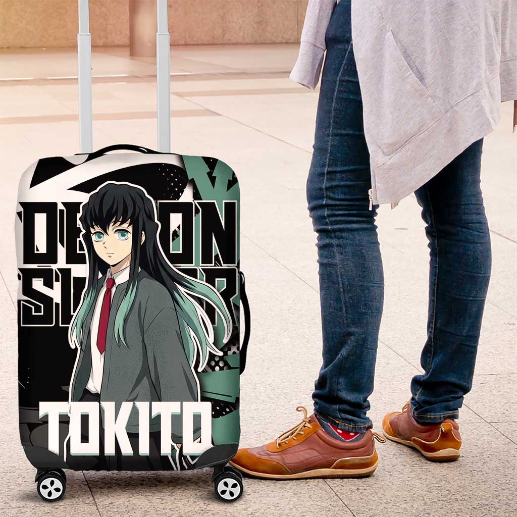 Muichiro Tokito Demon Slayer Luggage Cover Teal & Black Graffiti Anime