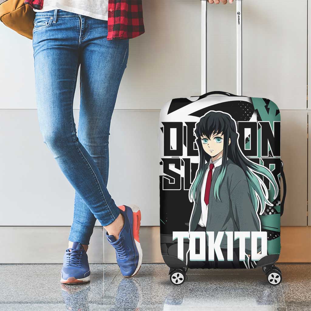 Muichiro Tokito Demon Slayer Luggage Cover Teal & Black Graffiti Anime