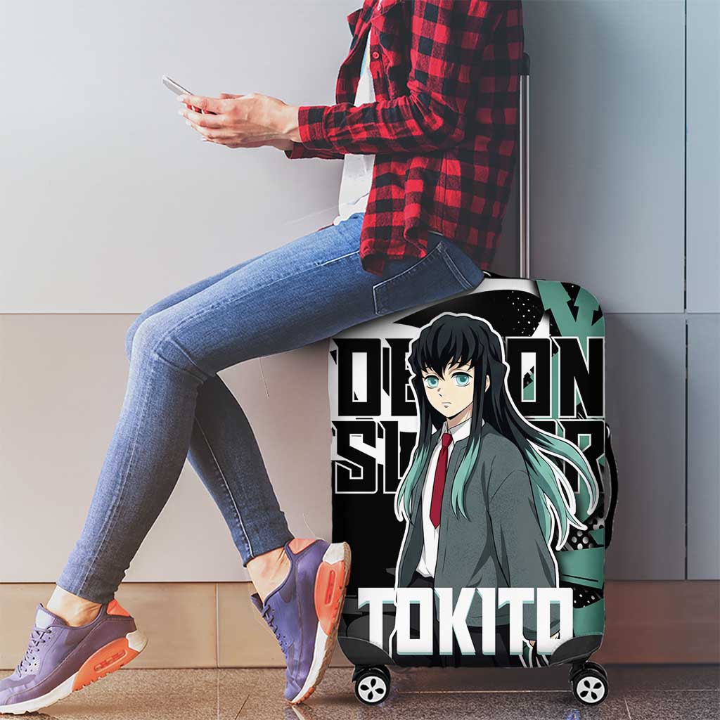 Muichiro Tokito Demon Slayer Luggage Cover Teal & Black Graffiti Anime