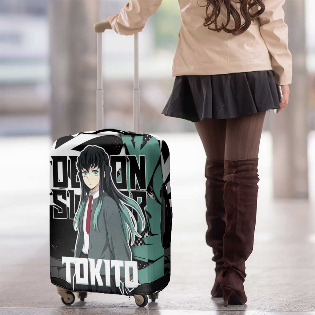 Muichiro Tokito Demon Slayer Luggage Cover Teal & Black Graffiti Anime