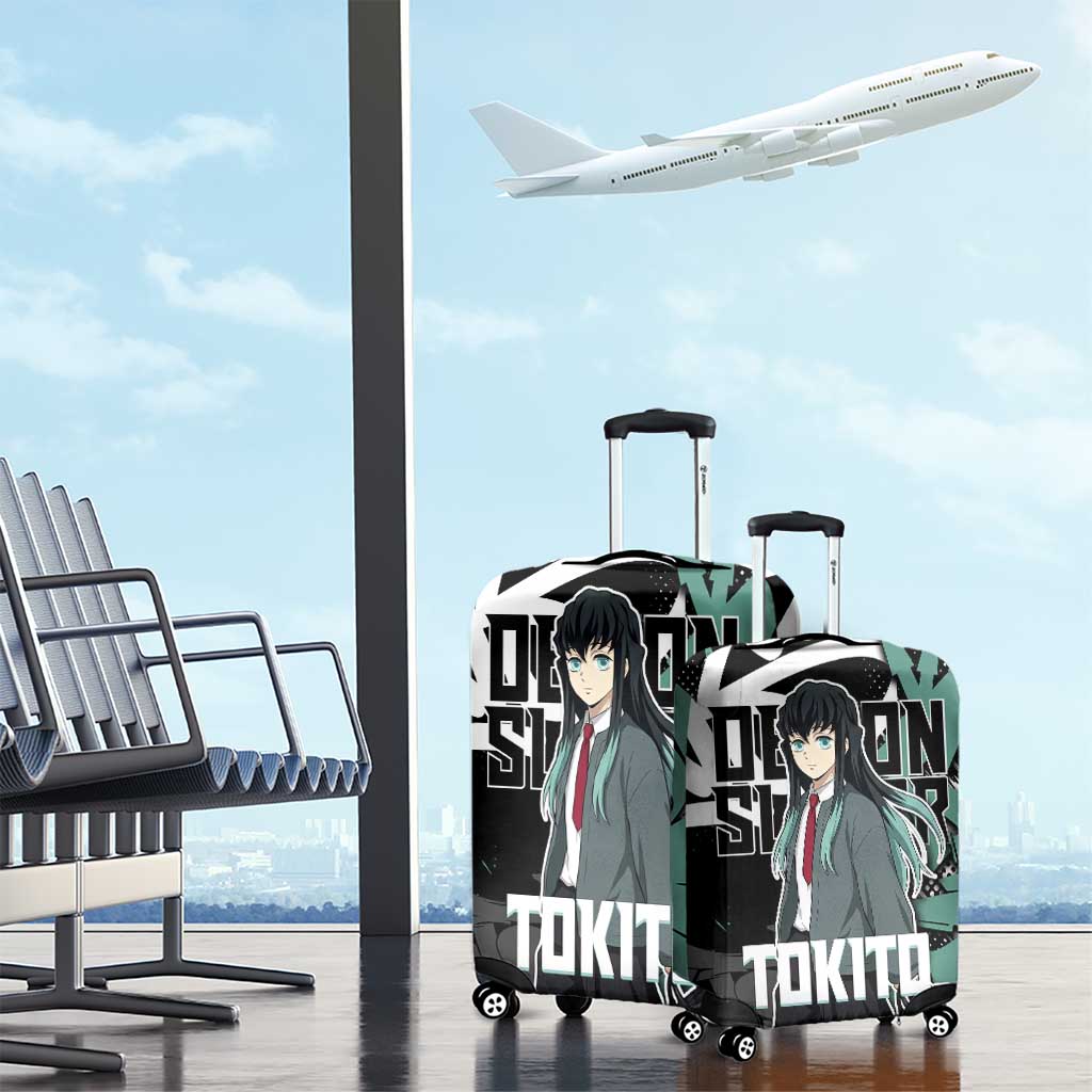 Muichiro Tokito Demon Slayer Luggage Cover Teal & Black Graffiti Anime