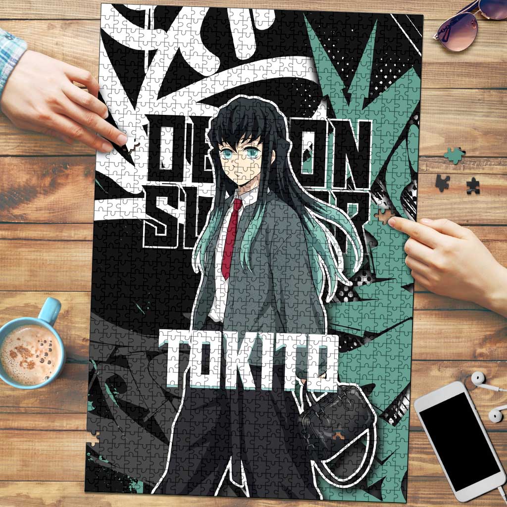 Muichiro Tokito Demon Slayer Puzzle Teal & Black Graffiti Anime