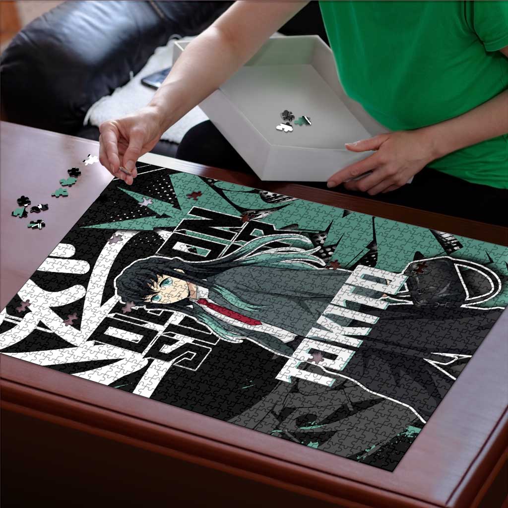 Muichiro Tokito Demon Slayer Puzzle Teal & Black Graffiti Anime