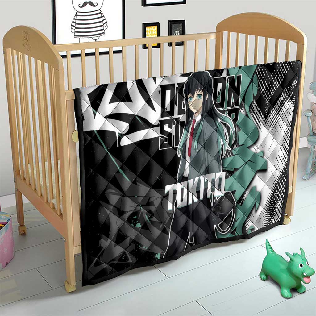 Muichiro Tokito Demon Slayer Quilt Teal & Black Graffiti Anime