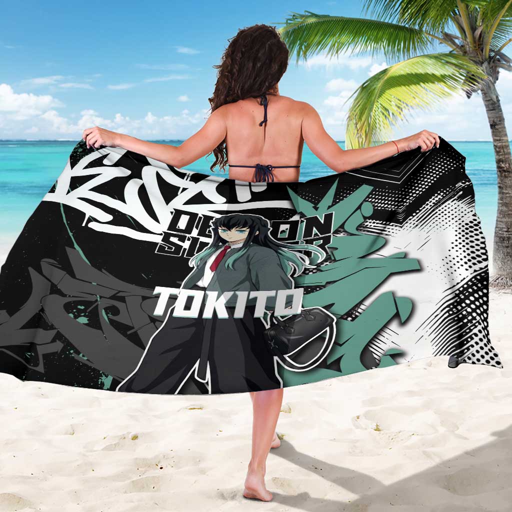 Muichiro Tokito Demon Slayer Sarong Teal & Black Graffiti Anime