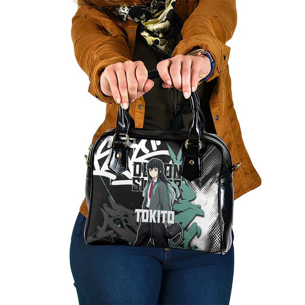 Muichiro Tokito Demon Slayer Shoulder Handbag Teal & Black Graffiti Anime