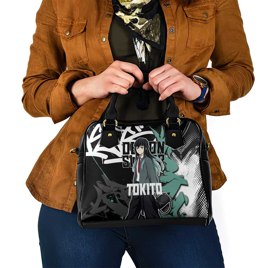 Muichiro Tokito Demon Slayer Shoulder Handbag Teal & Black Graffiti Anime