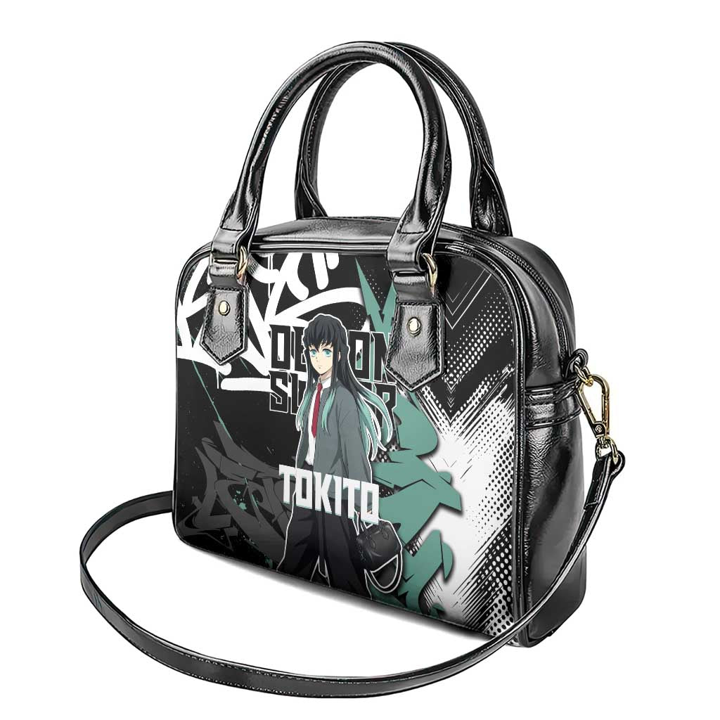 Muichiro Tokito Demon Slayer Shoulder Handbag Teal & Black Graffiti Anime