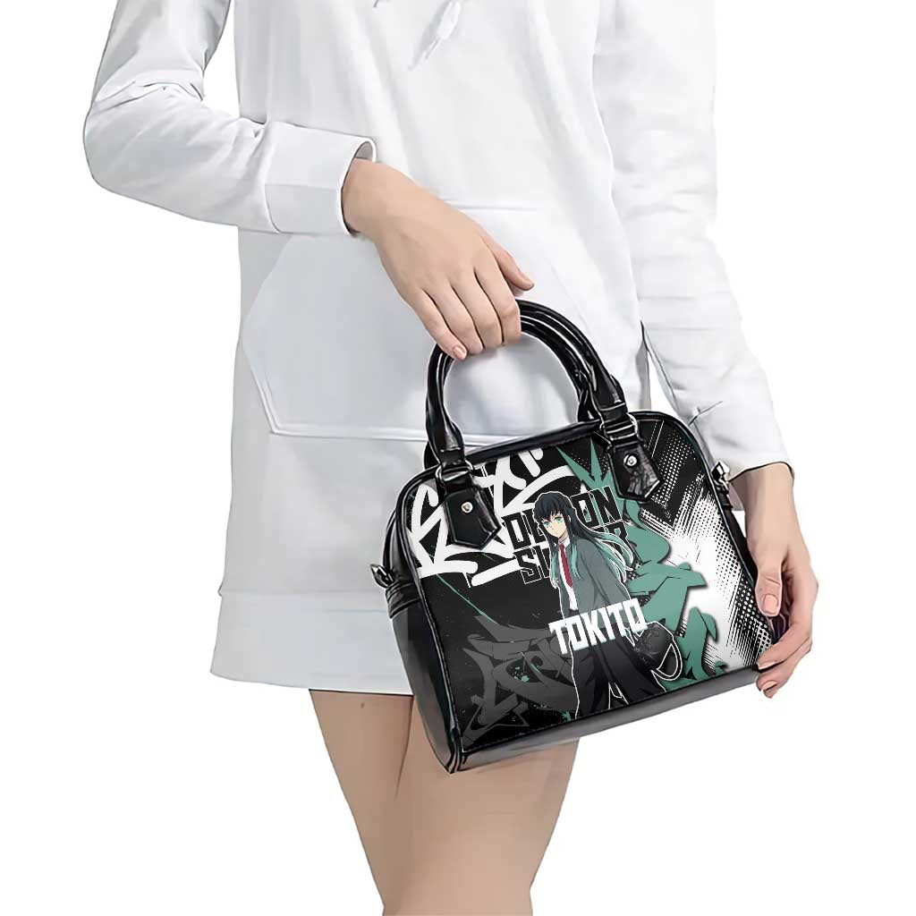 Muichiro Tokito Demon Slayer Shoulder Handbag Teal & Black Graffiti Anime