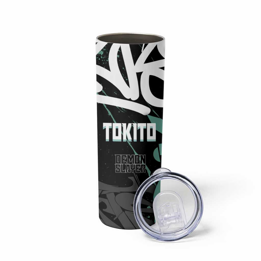 Muichiro Tokito Demon Slayer Skinny Tumbler Teal & Black Graffiti Anime