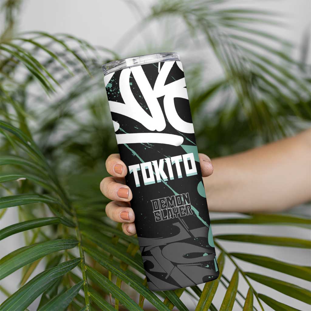 Muichiro Tokito Demon Slayer Skinny Tumbler Teal & Black Graffiti Anime