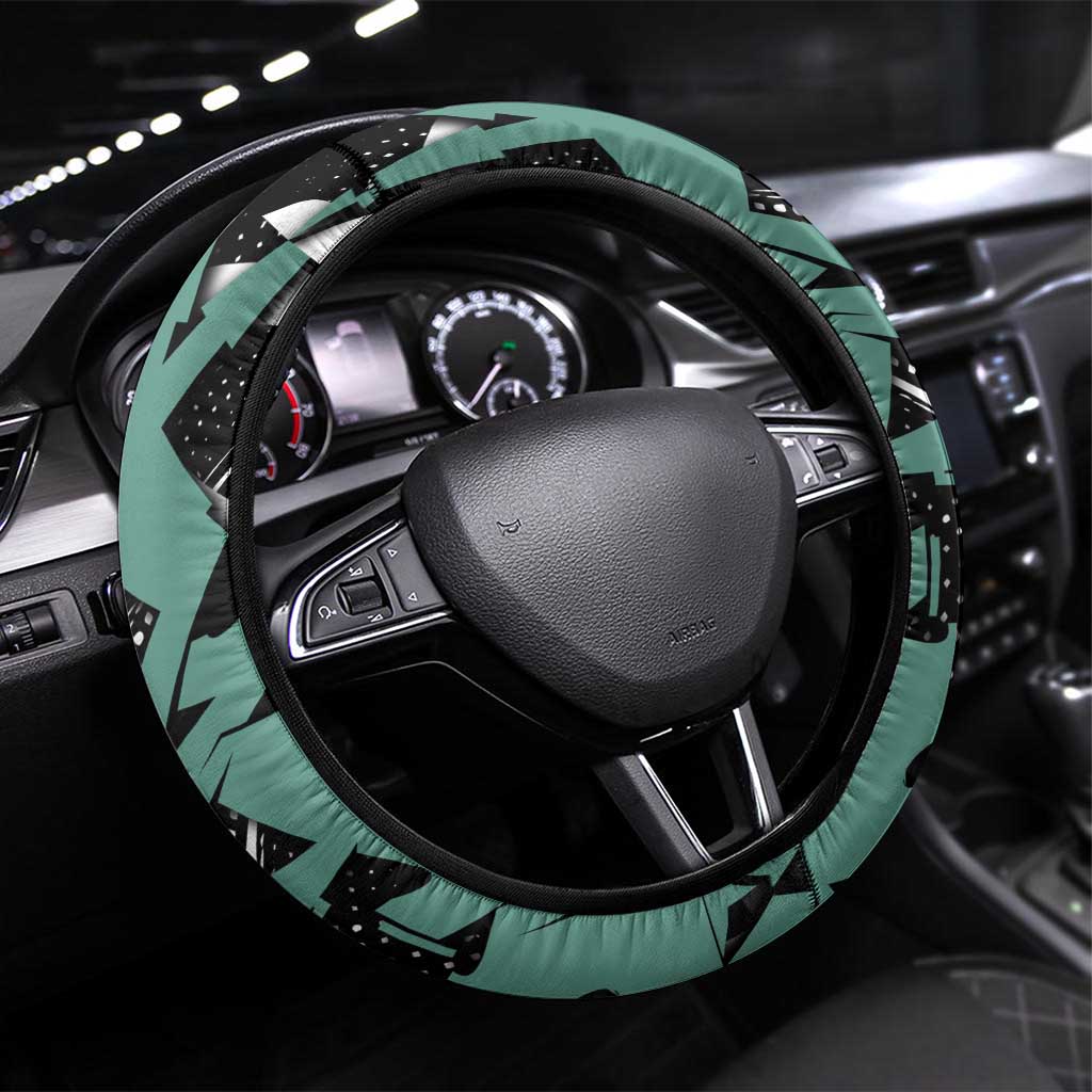Muichiro Tokito Demon Slayer Steering Wheel Cover Teal & Black Graffiti Anime