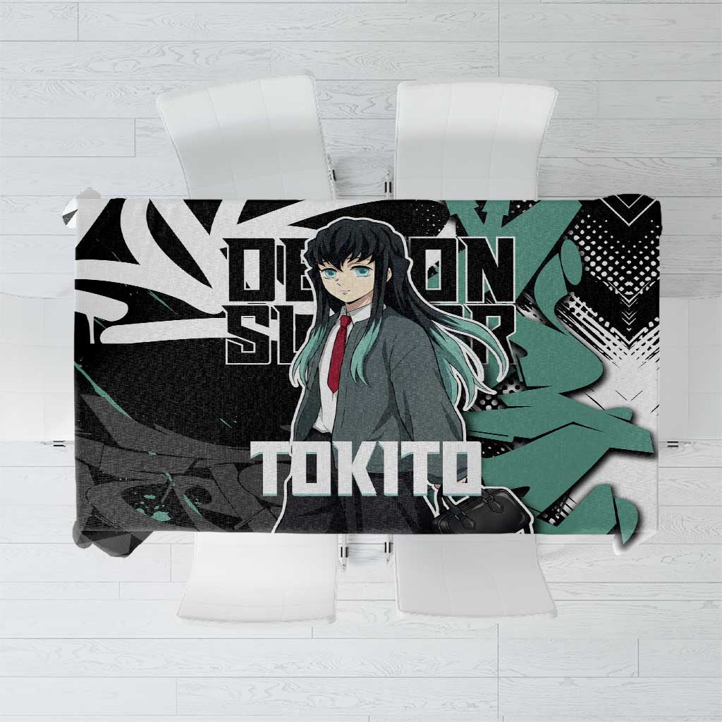 Muichiro Tokito Demon Slayer Tablecloth Teal & Black Graffiti Anime