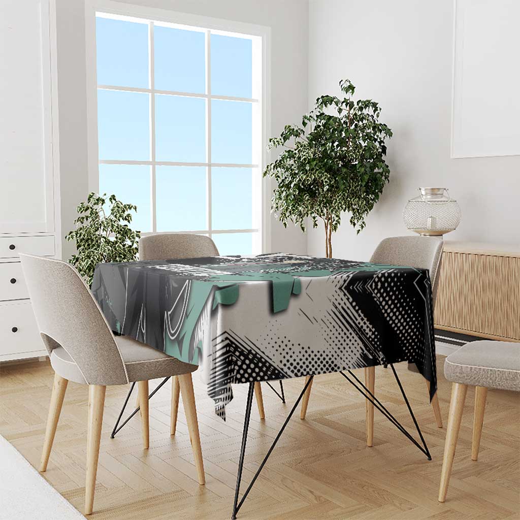 Muichiro Tokito Demon Slayer Tablecloth Teal & Black Graffiti Anime