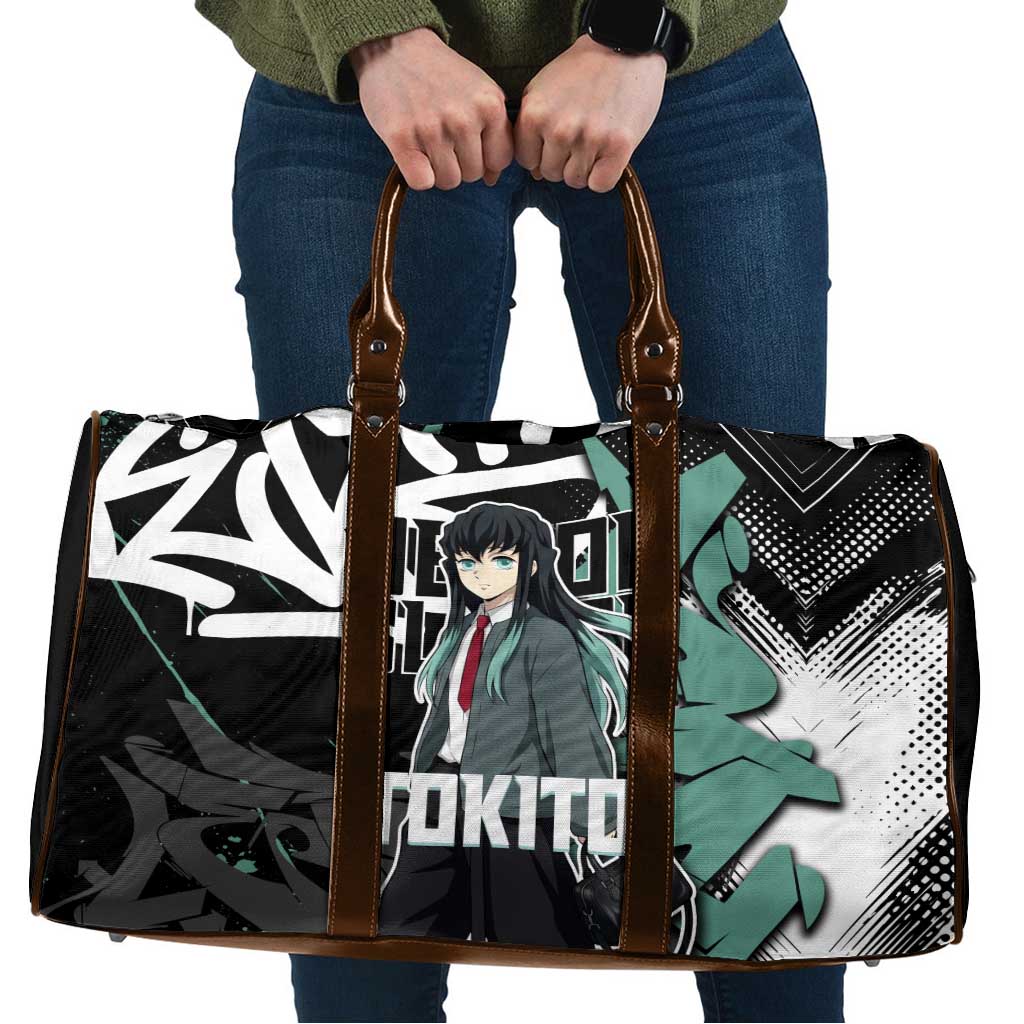 Muichiro Tokito Demon Slayer Travel Bag Teal & Black Graffiti Anime