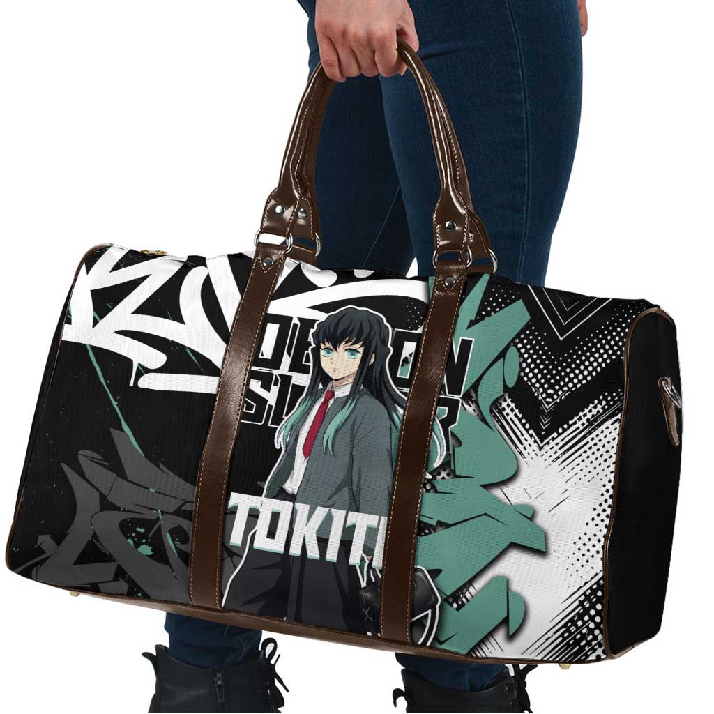 Muichiro Tokito Demon Slayer Travel Bag Teal & Black Graffiti Anime