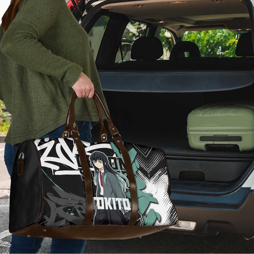 Muichiro Tokito Demon Slayer Travel Bag Teal & Black Graffiti Anime