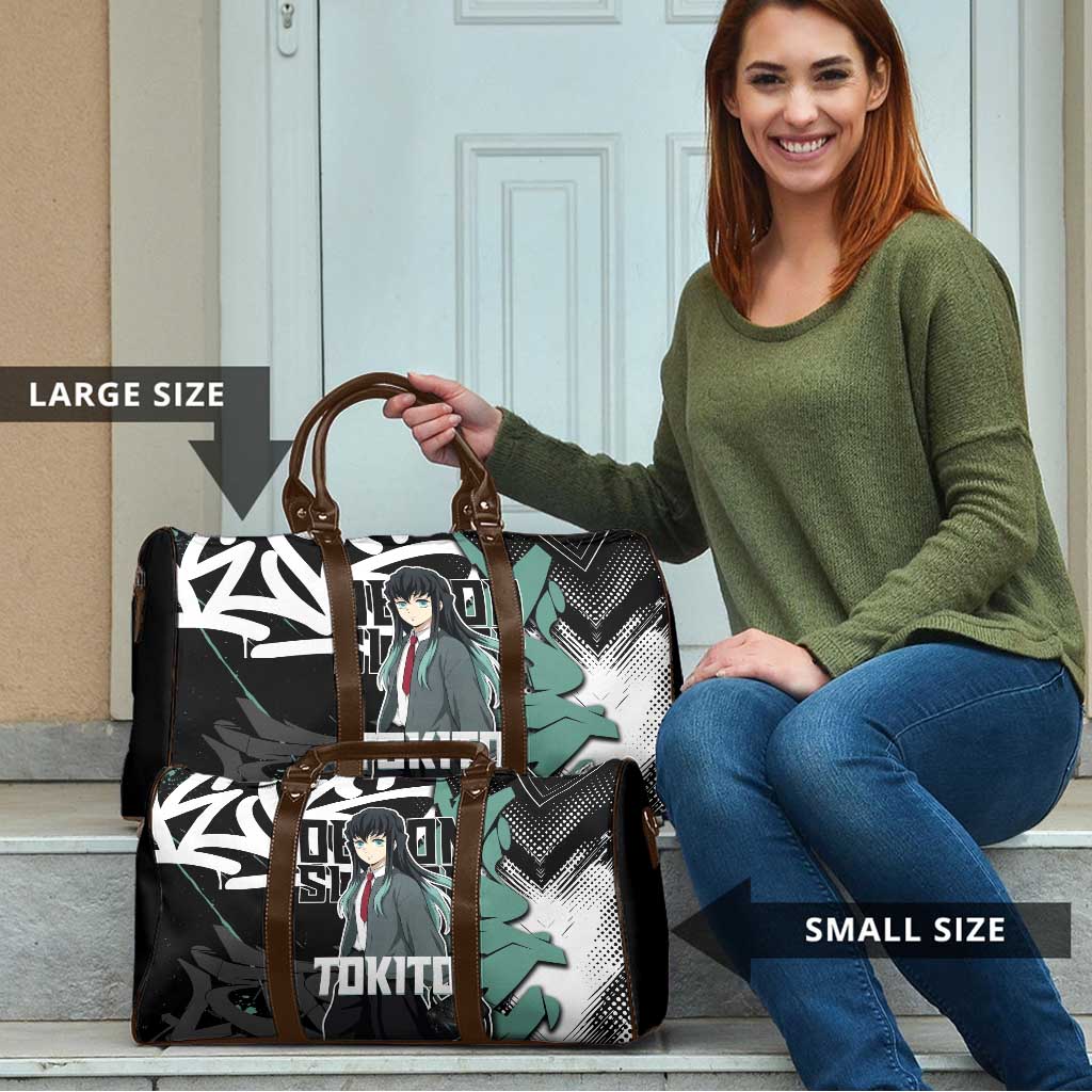 Muichiro Tokito Demon Slayer Travel Bag Teal & Black Graffiti Anime
