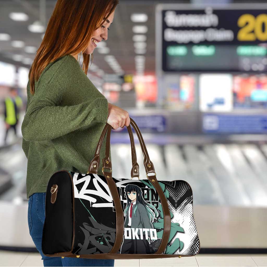Muichiro Tokito Demon Slayer Travel Bag Teal & Black Graffiti Anime