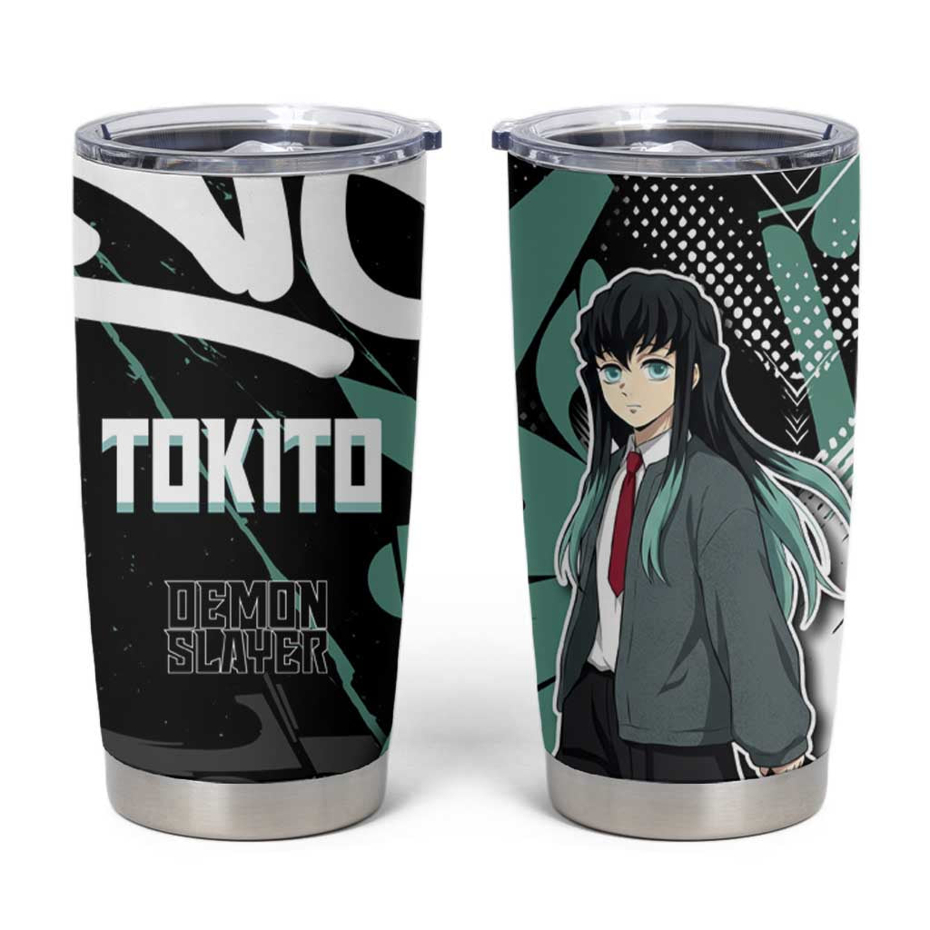 Muichiro Tokito Demon Slayer Tumbler Cup Teal & Black Graffiti Anime