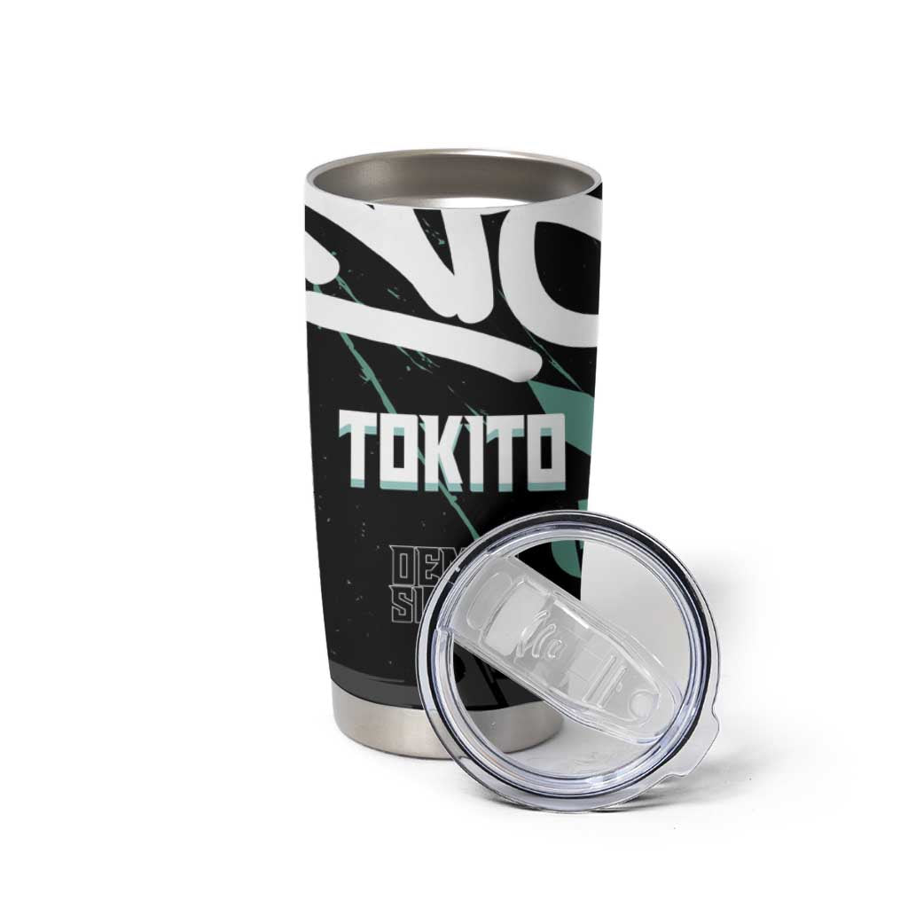 Muichiro Tokito Demon Slayer Tumbler Cup Teal & Black Graffiti Anime