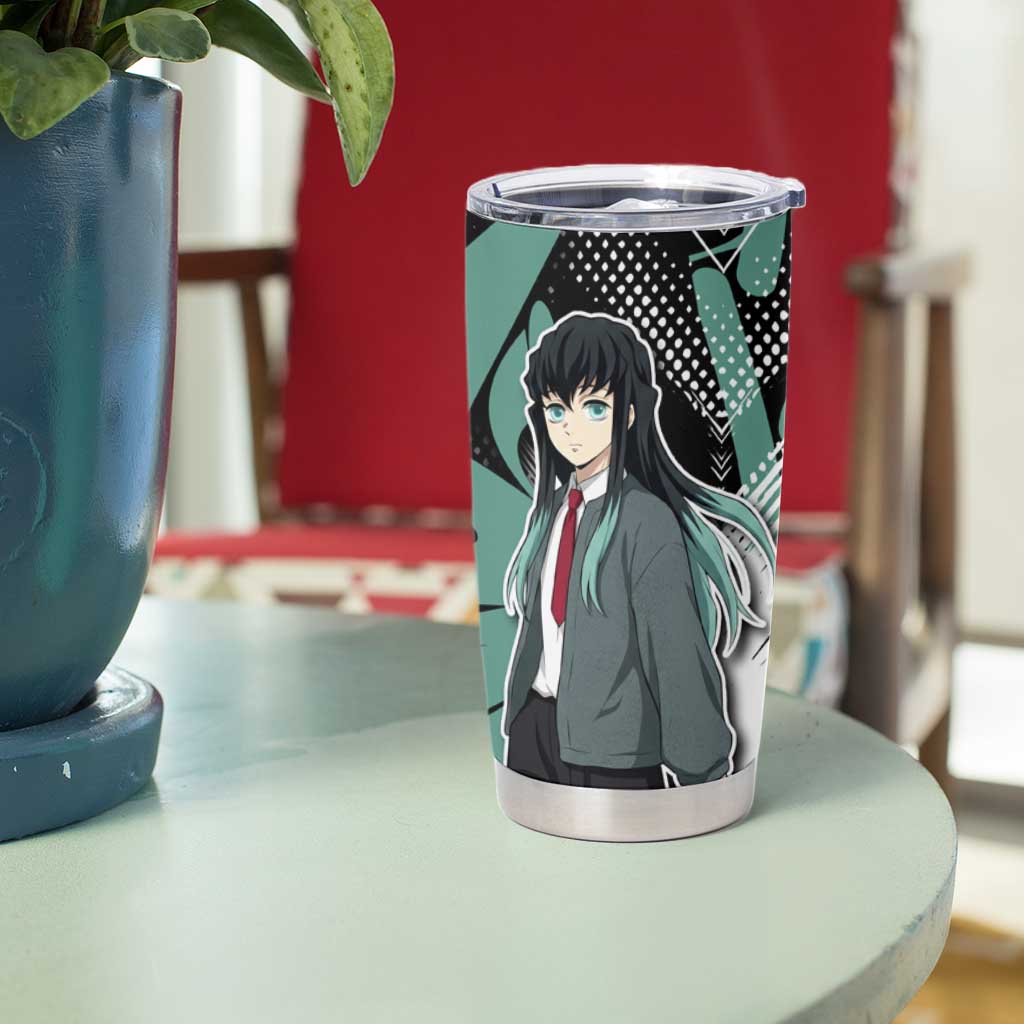 Muichiro Tokito Demon Slayer Tumbler Cup Teal & Black Graffiti Anime