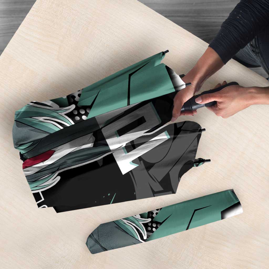 Muichiro Tokito Demon Slayer Umbrella Teal & Black Graffiti Anime