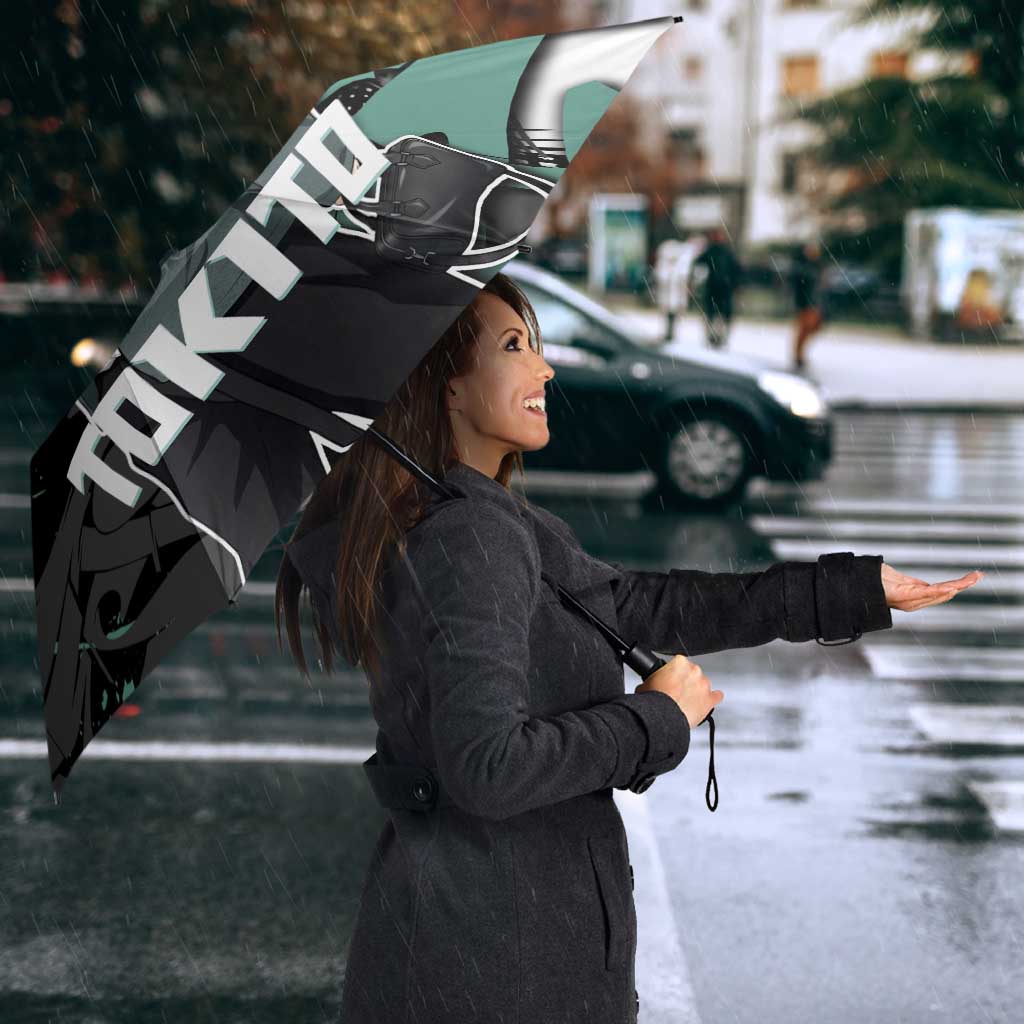 Muichiro Tokito Demon Slayer Umbrella Teal & Black Graffiti Anime