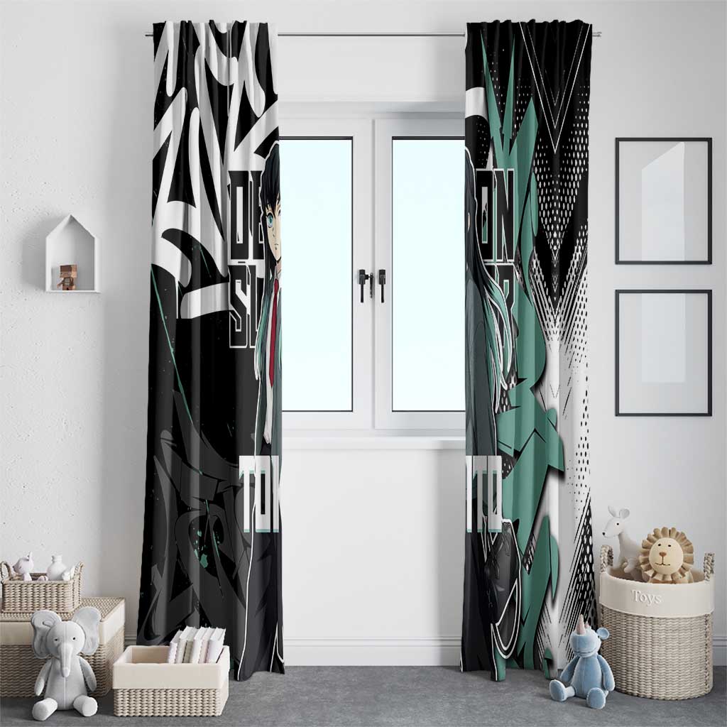 Muichiro Tokito Demon Slayer Window Curtain Teal & Black Graffiti Anime