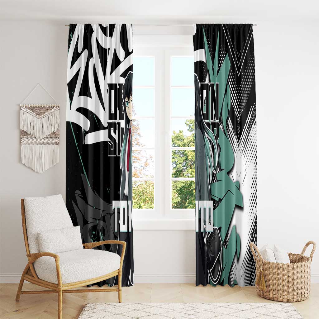Muichiro Tokito Demon Slayer Window Curtain Teal & Black Graffiti Anime