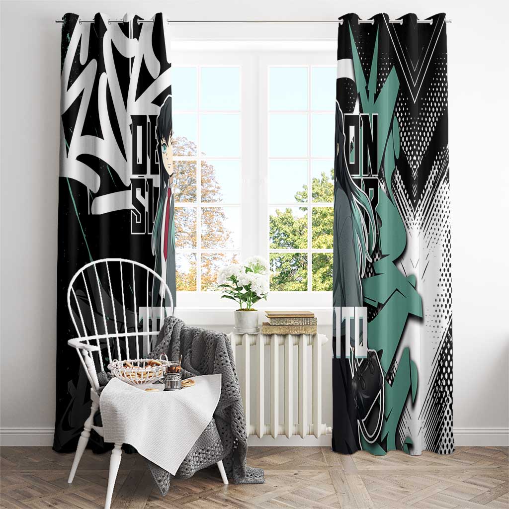 Muichiro Tokito Demon Slayer Window Curtain Teal & Black Graffiti Anime