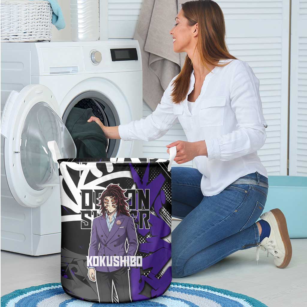 Kokushibo Demon Slayer Laundry Basket Purple & Black Graffiti Anime