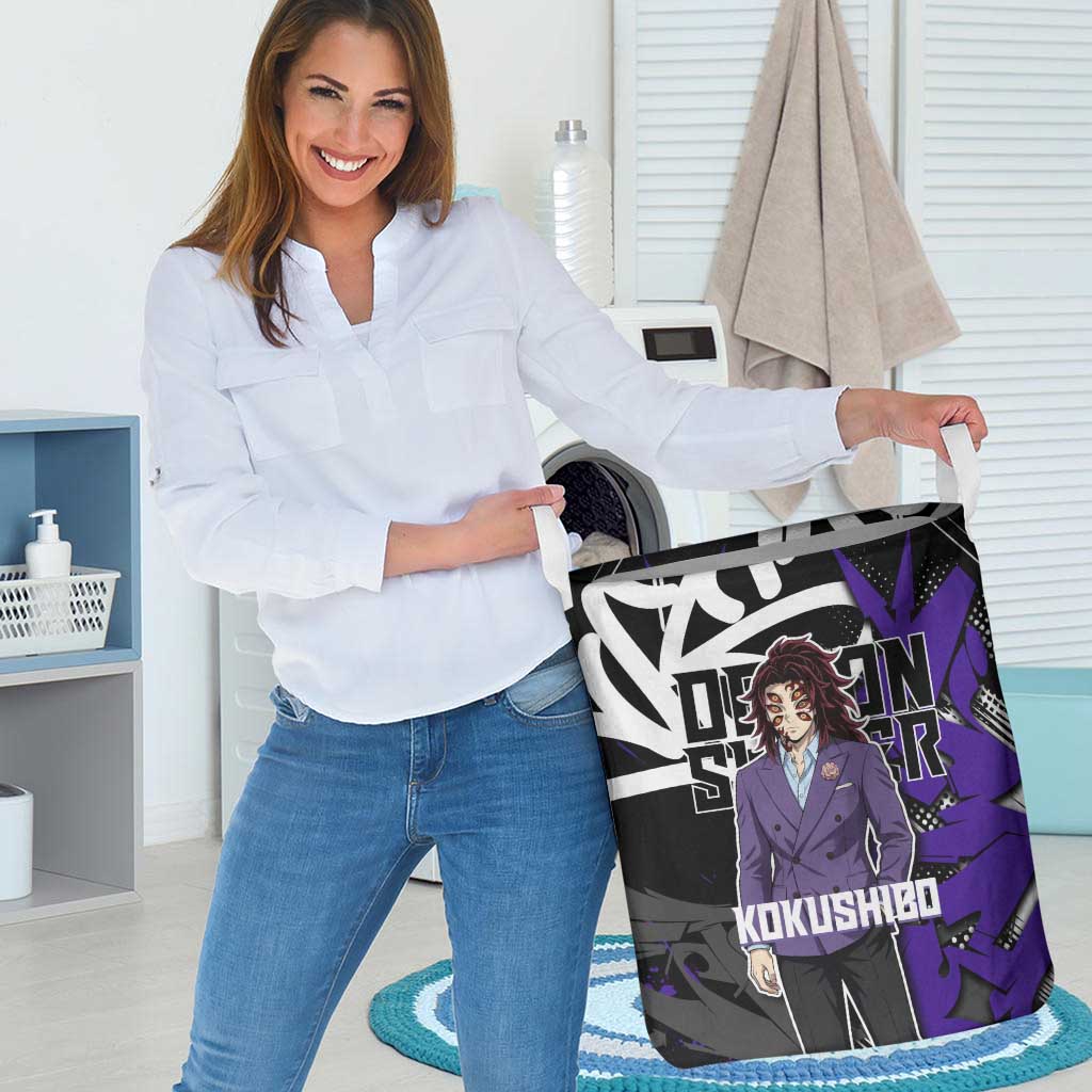 Kokushibo Demon Slayer Laundry Basket Purple & Black Graffiti Anime