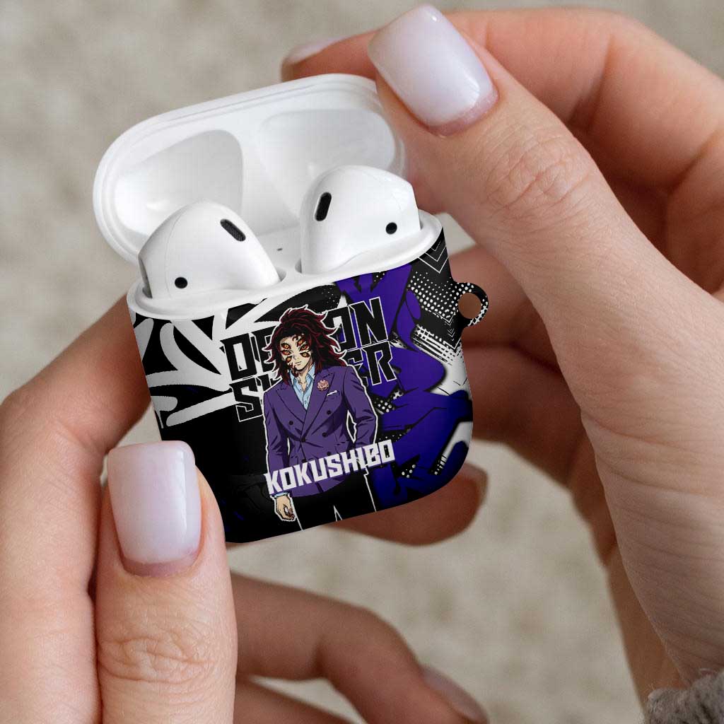 Kokushibo Demon Slayer AirPods Case Purple & Black Graffiti Anime