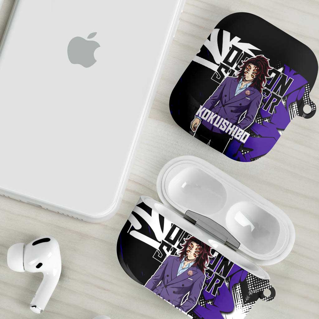Kokushibo Demon Slayer AirPods Case Purple & Black Graffiti Anime