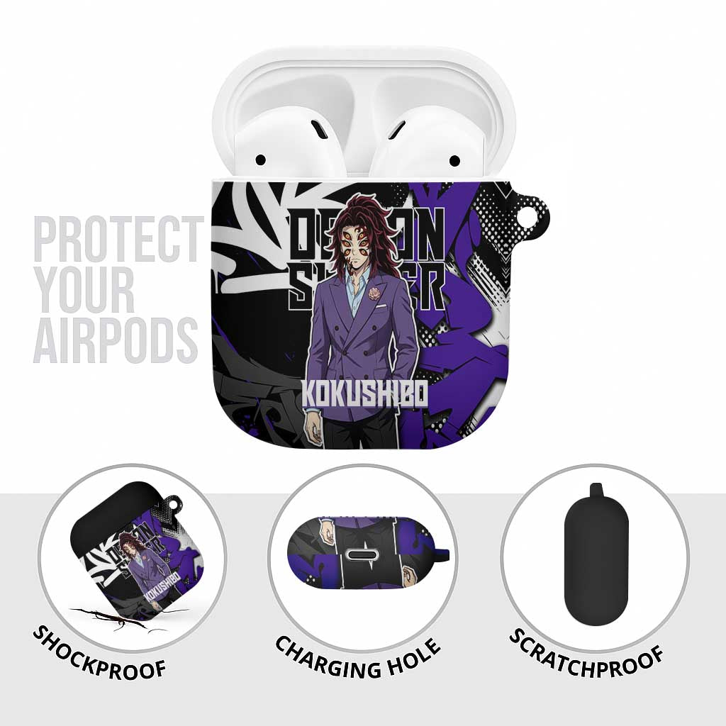 Kokushibo Demon Slayer AirPods Case Purple & Black Graffiti Anime